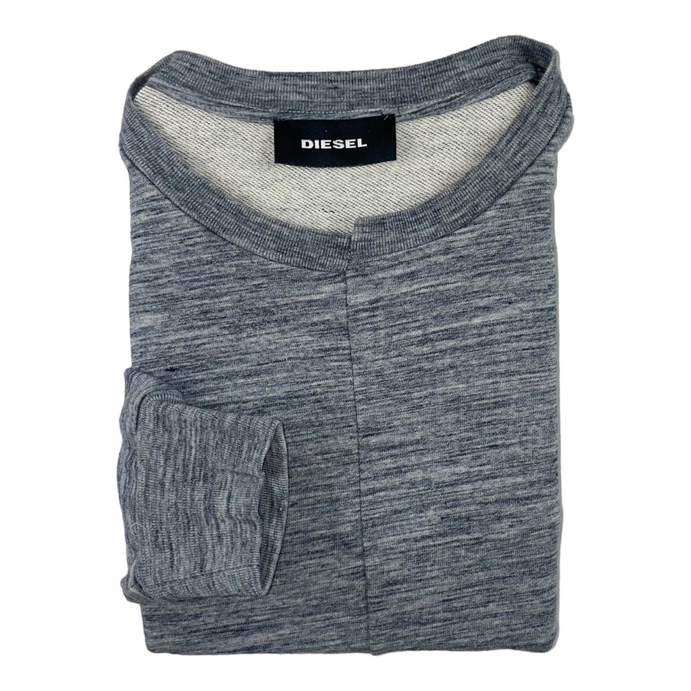 Diesel Mens Heathered Gray Cotton Blend Crewneck Pullover Sweater L